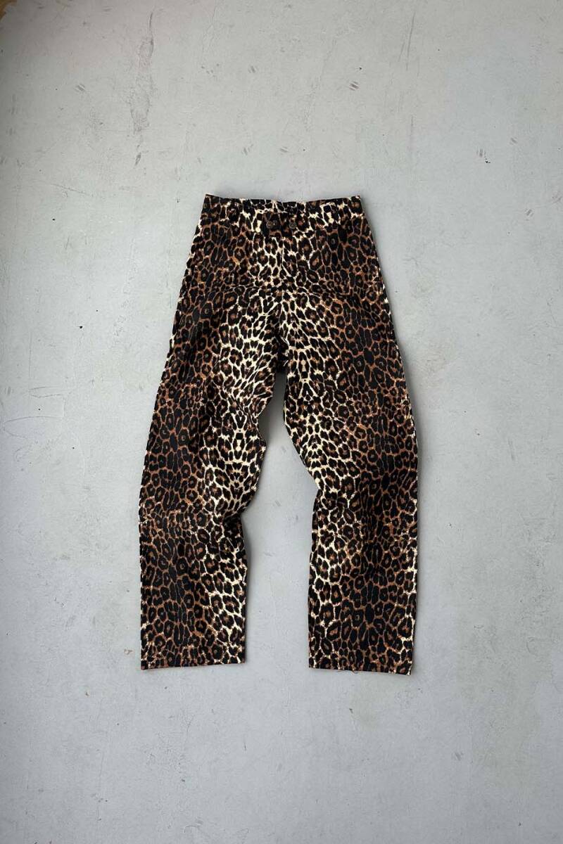 Leopar Desenli Yüksek Bel Baggy Pantolon 