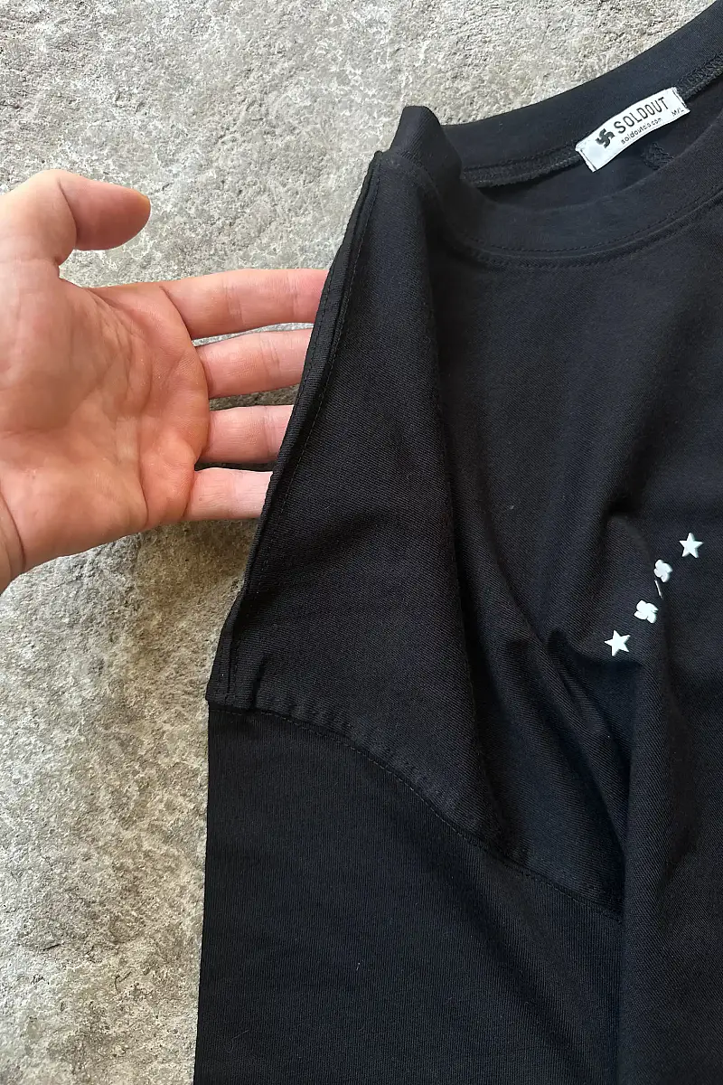 London Club Siyah Ortadan Dikişli Oversize Baskılı Tişört - 5