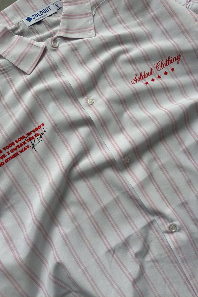 Lose Your Soul Pembe Çizgili Boxy Fit Layered Gömlek - SOLDOUT (1)