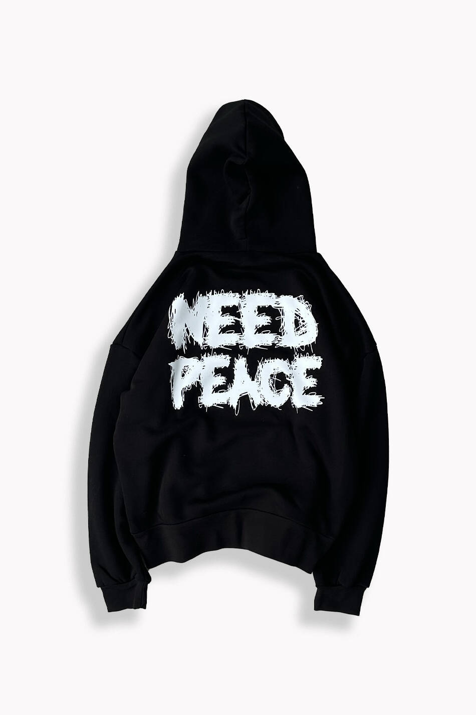 Need Peace Sİyah Oversize Boxy Fit Hoodie - SOLDOUT