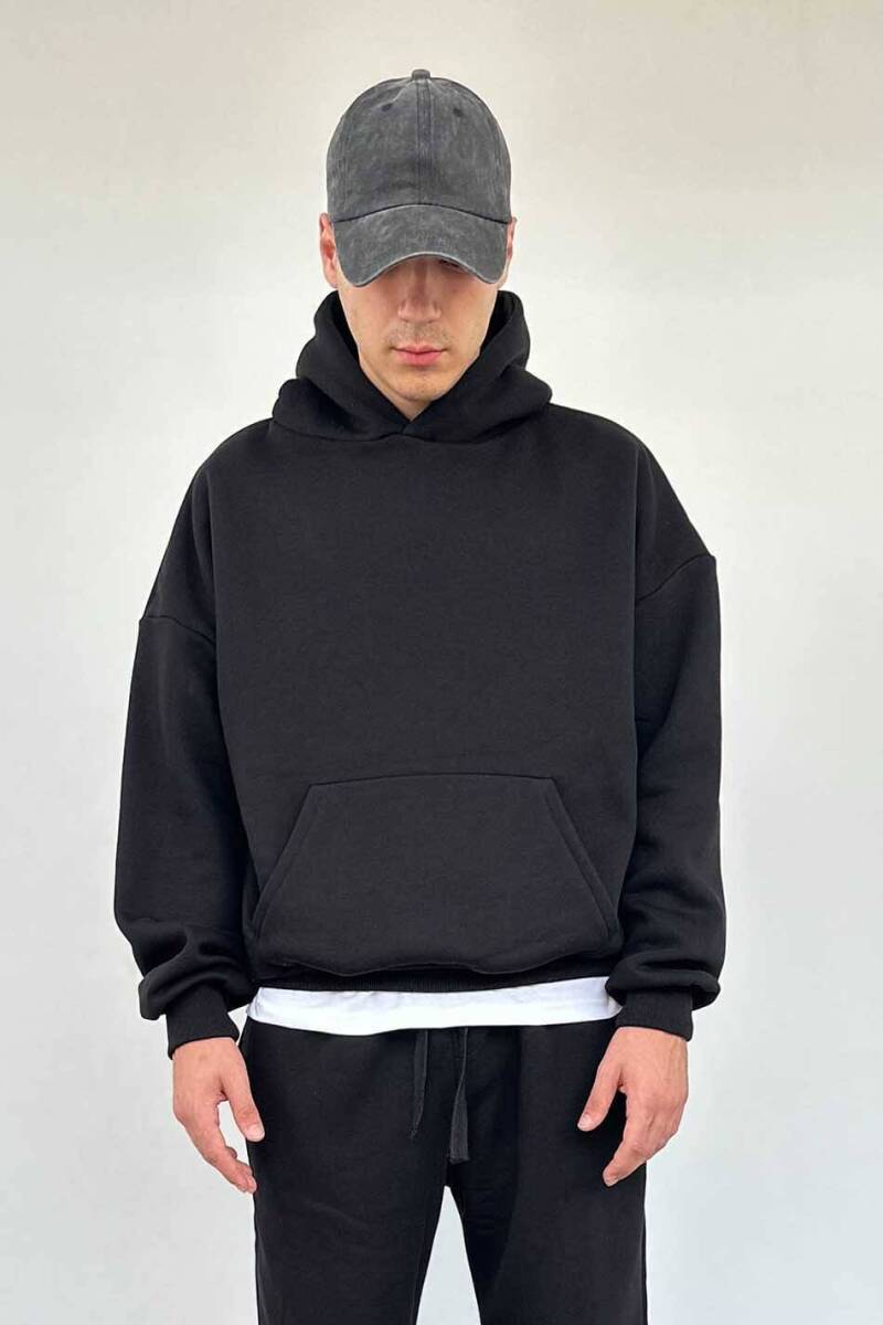 Need Peace Siyah Oversize Boxy Fit Hoodie - 3