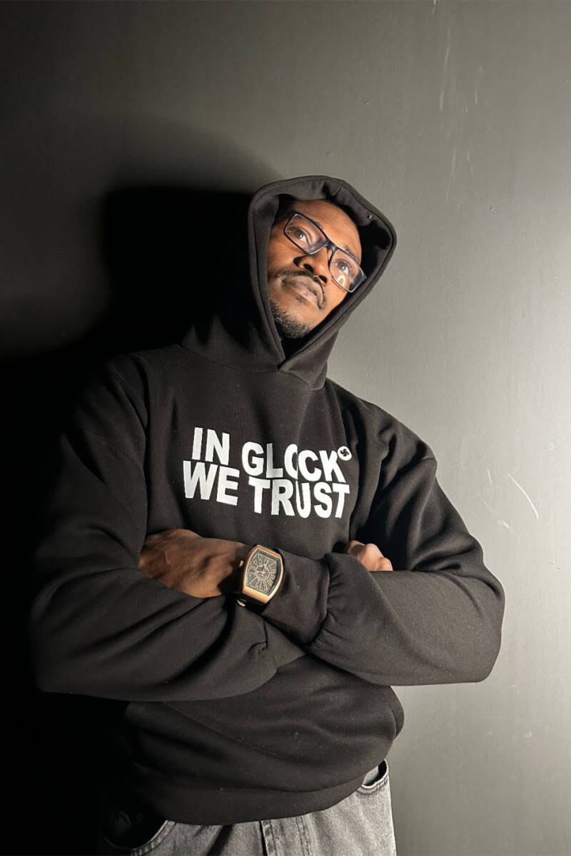 In Glock We Trust Sİyah Oversize Boxy Fit Hoodie - 1