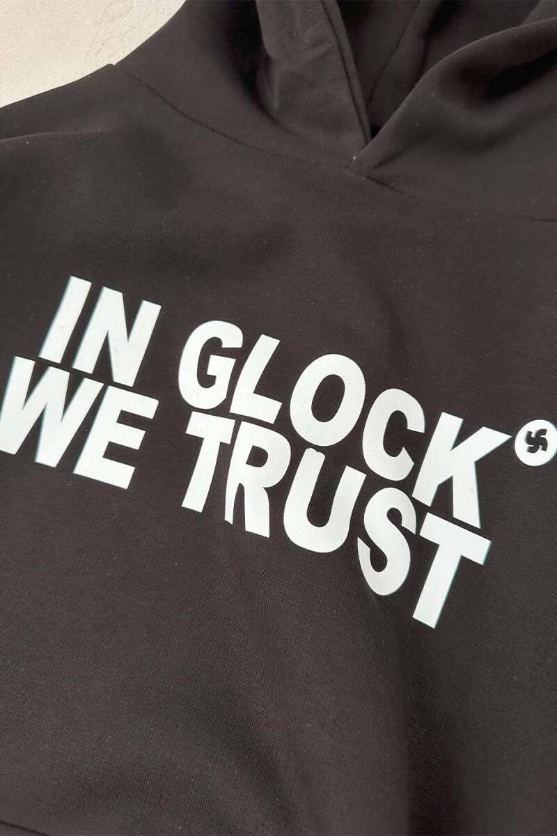 In Glock We Trust Siyah Oversize Boxy Fit Hoodie - 8