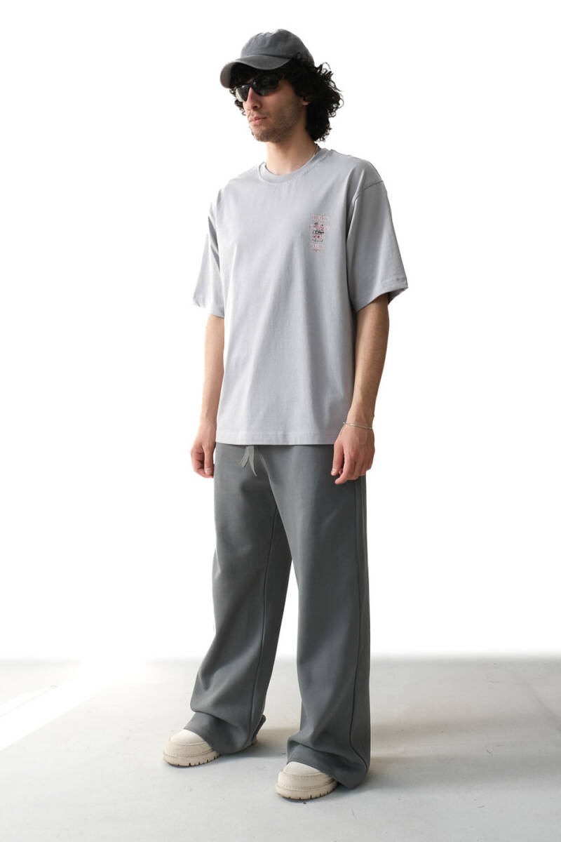 Make Coffee Gri Oversize Tişört - 3