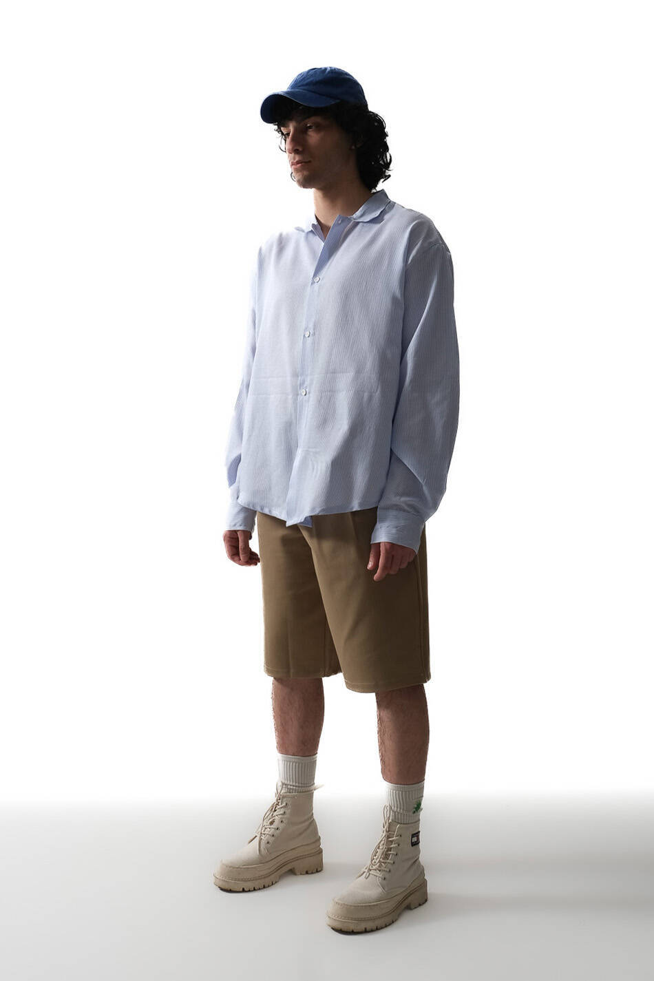 Make Love Açık Mavi Çizgili Oversize Gömlek - 6