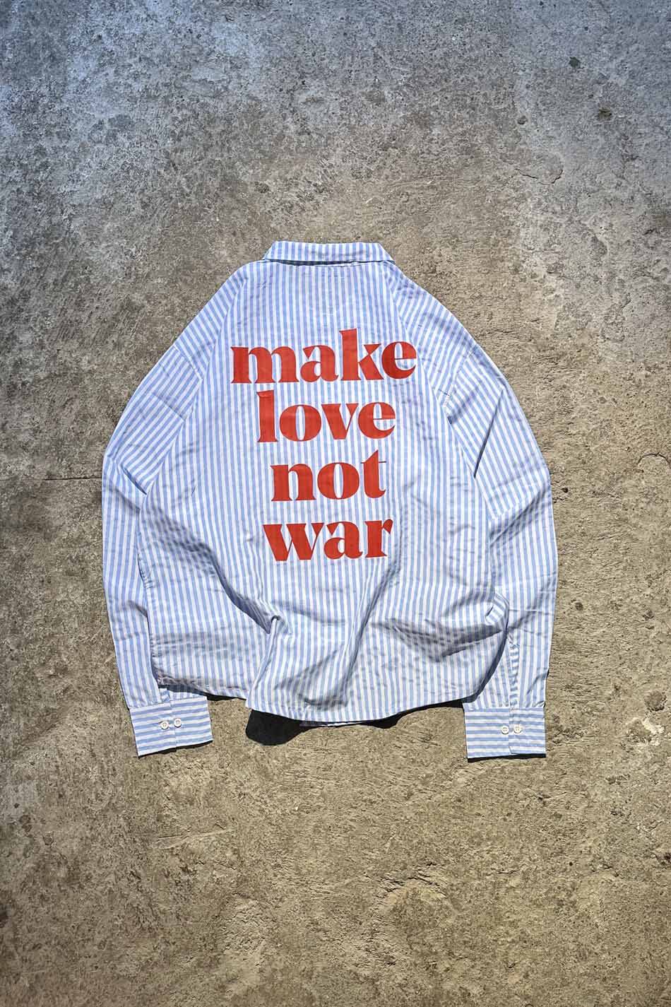 Make Love Açık Mavi Çizgili Oversize Gömlek - 1