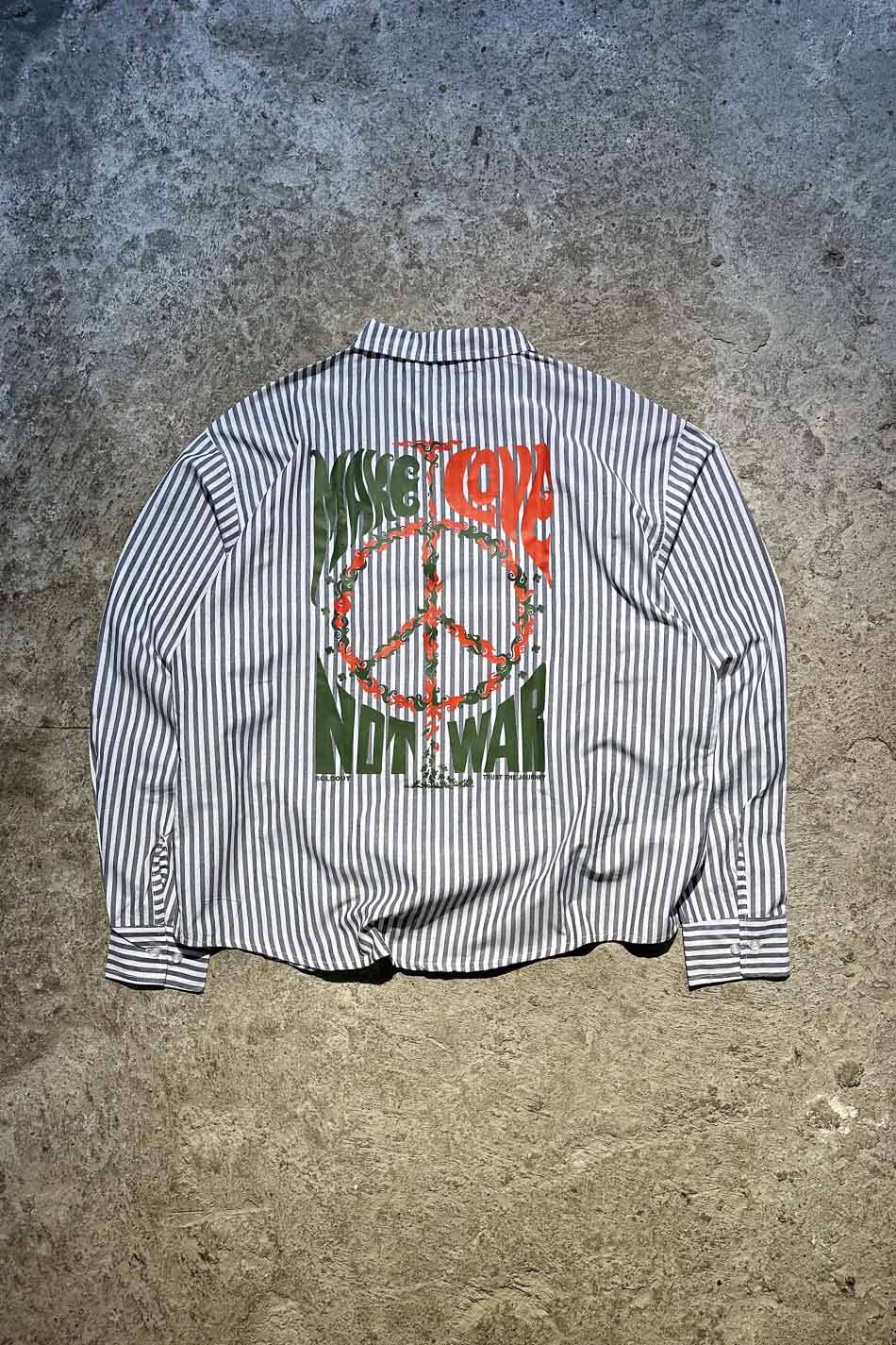 Make Love Antrasit Çizgili Oversize Gömlek - 1