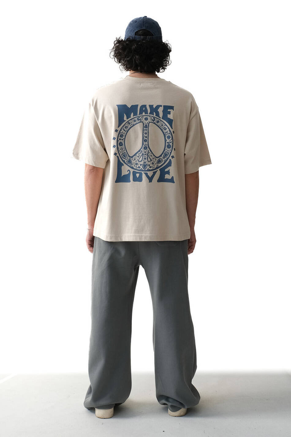 Make Love Bej Oversize Tişört - 3