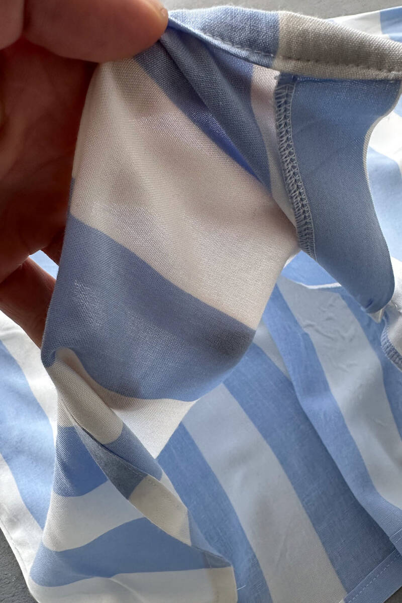  Mavi - Beyaz Boxy Fit Layered Gömlek - SOLDOUT (1)