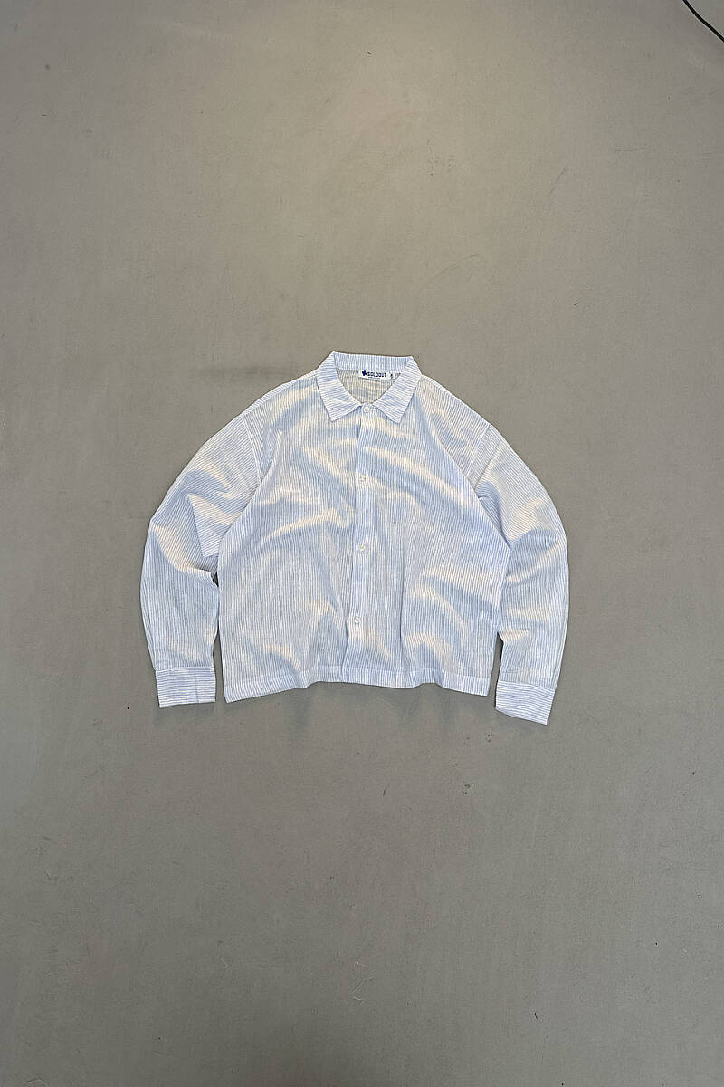 Mavi-Beyaz İnce Boxy Fit Gömlek - SOLDOUT