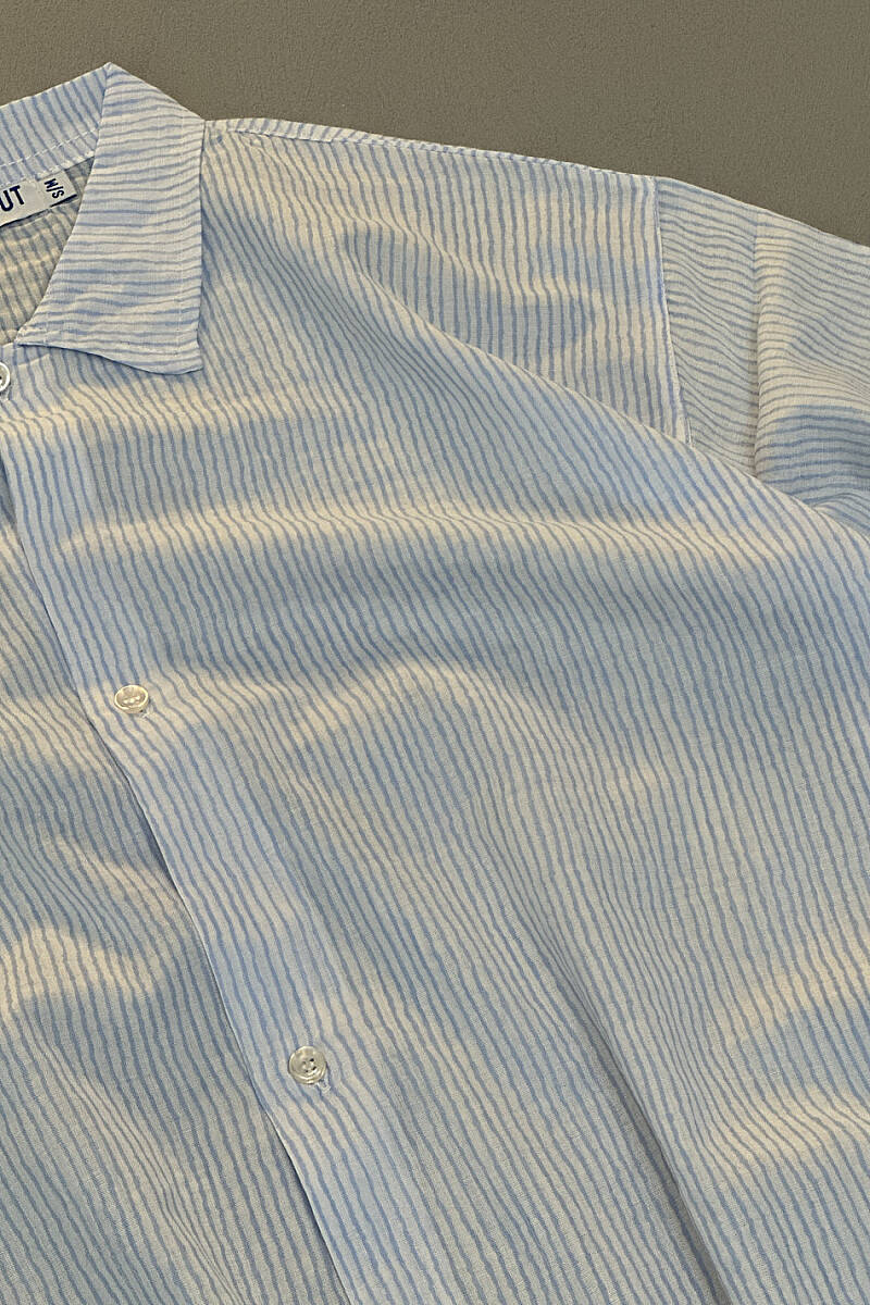 Mavi-Beyaz İnce Boxy Fit Gömlek - SOLDOUT (1)