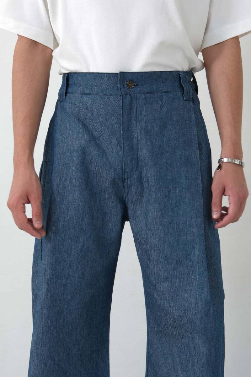 Çift Pileli Baggy Denim Pantolon - 4