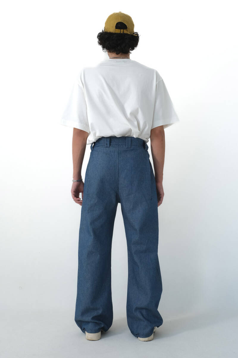 Çift Pileli Baggy Denim Pantolon - 9