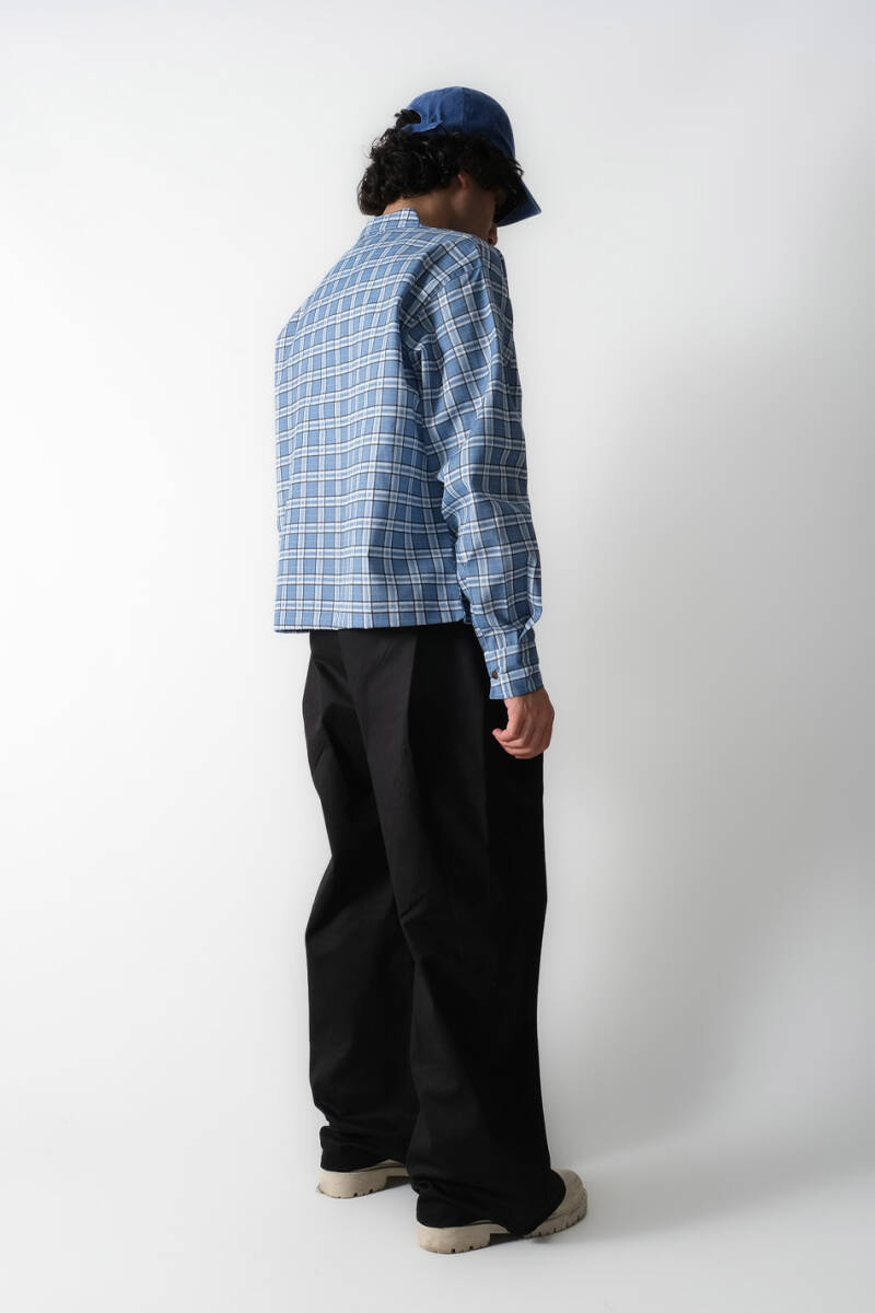 Mavi Ekoseli Oversize Gömlek - 6