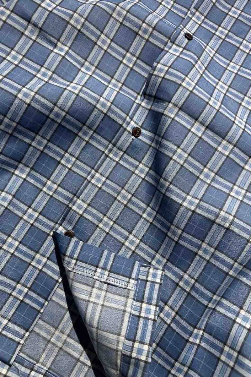 Mavi Ekoseli Oversize Gömlek - 3