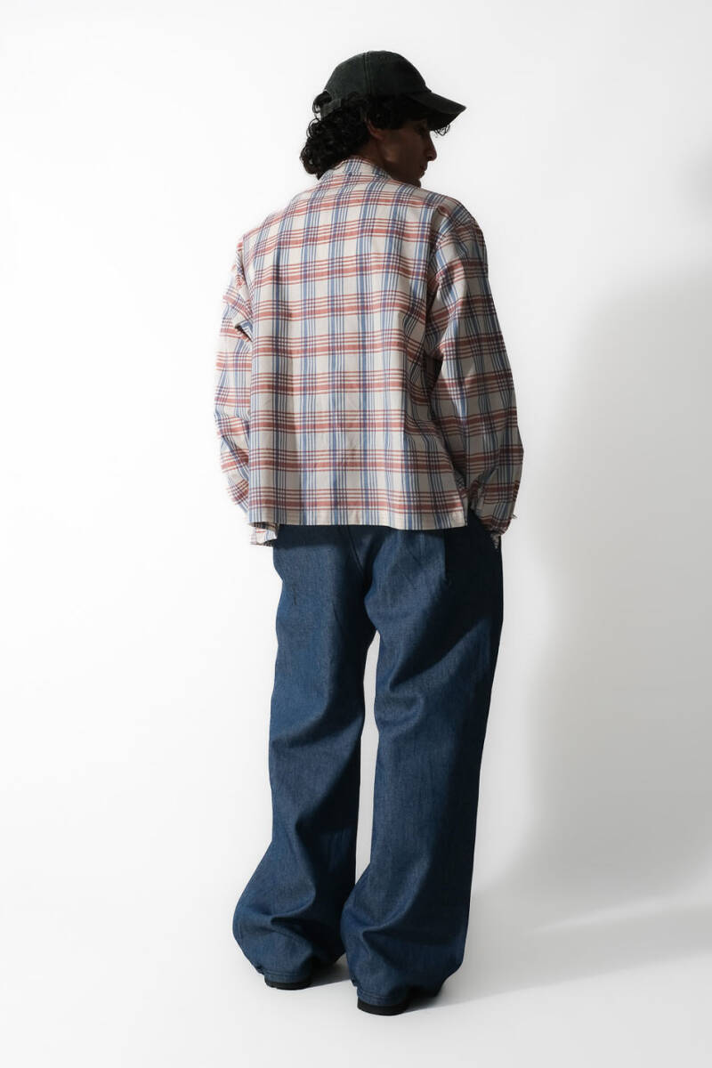 Mavi - Kırmızı Ekose Oversize Gömlek - 4