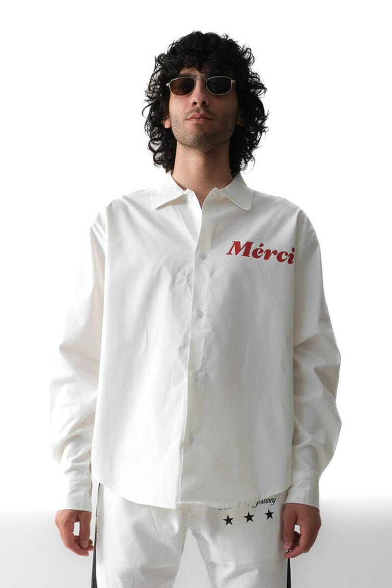 Merci Ekru Essential Oversize Gömlek - 1