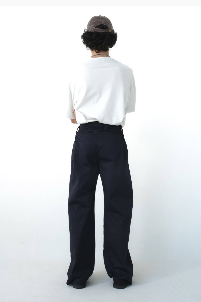 Mikro Çizgili Çift Pileli Baggy Pantolon - 4