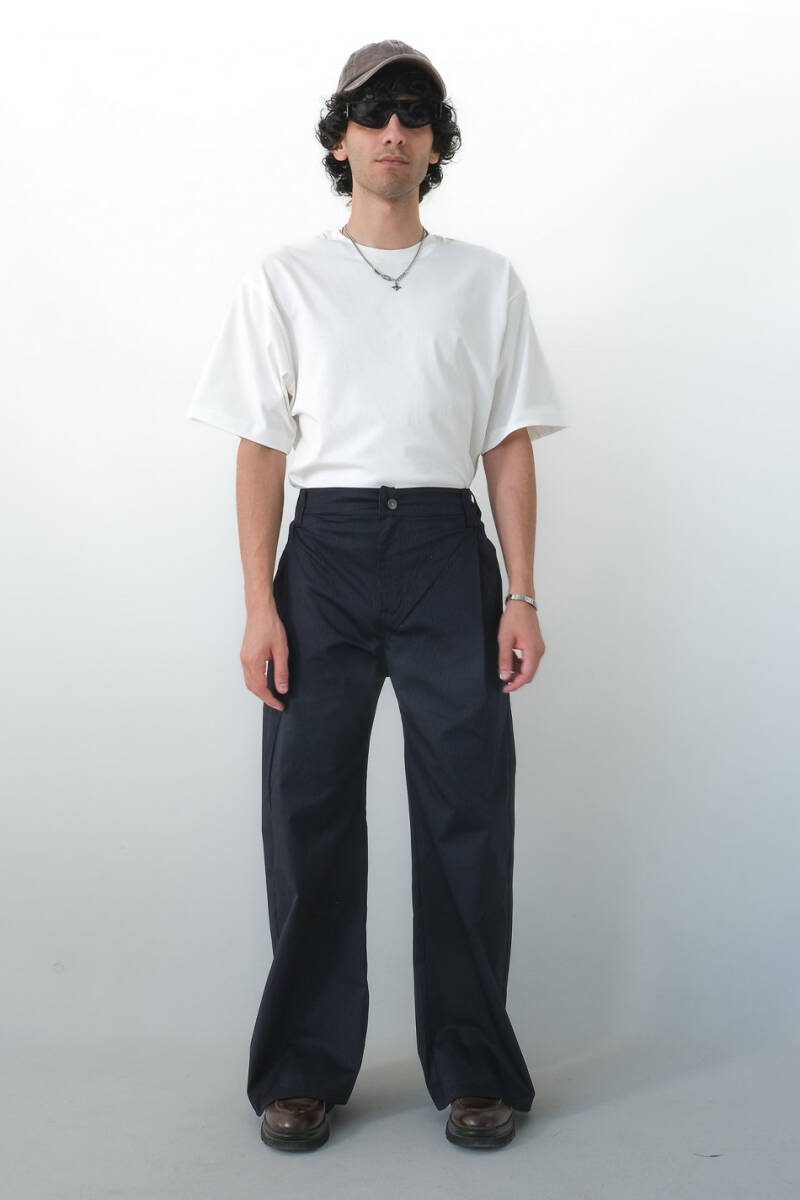 Mikro Çizgili Çift Pileli Baggy Pantolon - 2