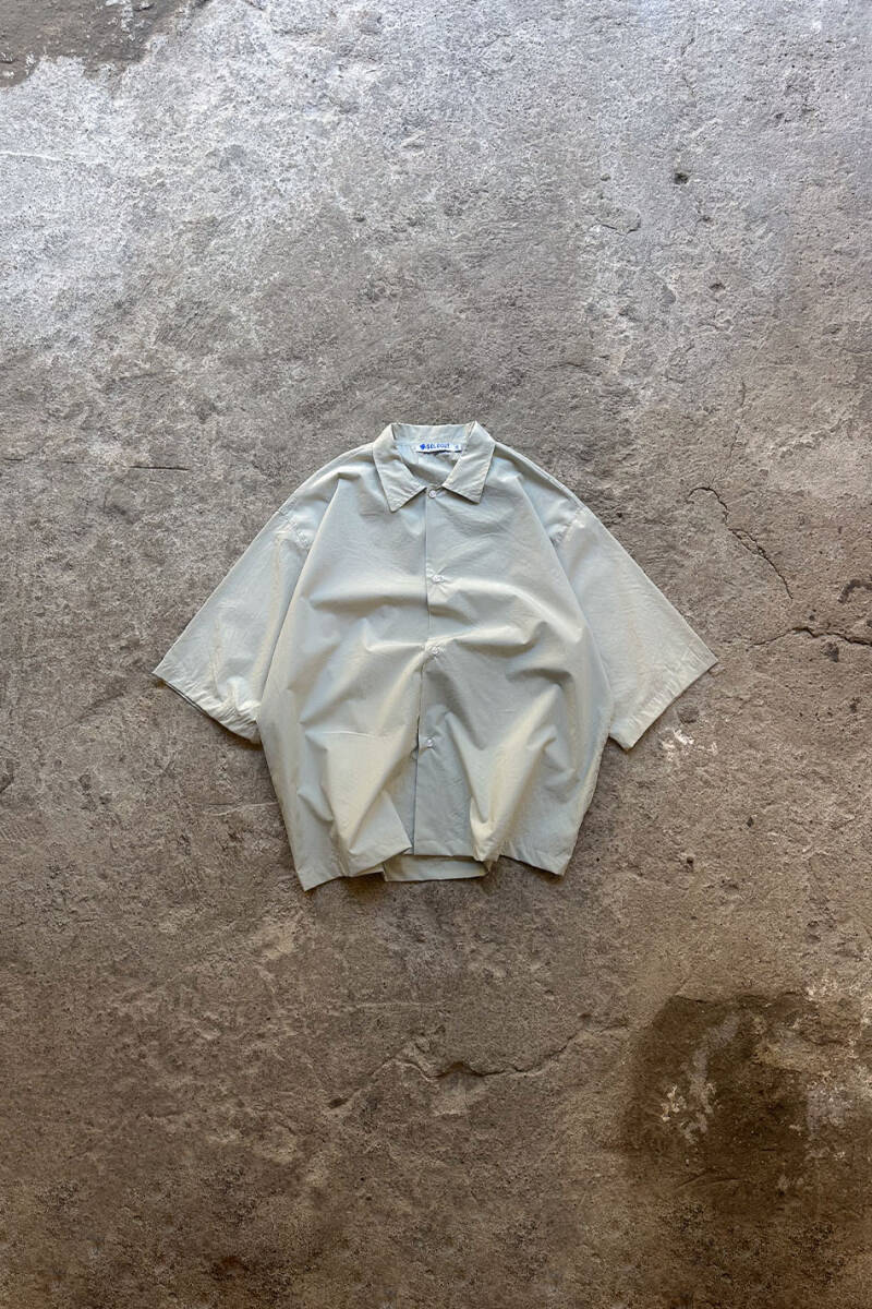 Mint Gri Yarım Kol Oversize Gömlek - SOLDOUT (1)
