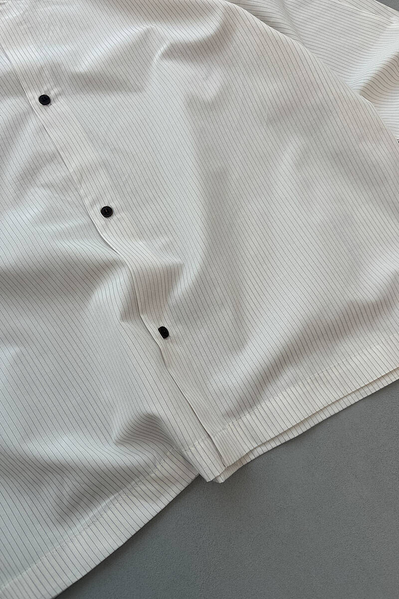 Mor Çizgili Oversize Gömlek - 4