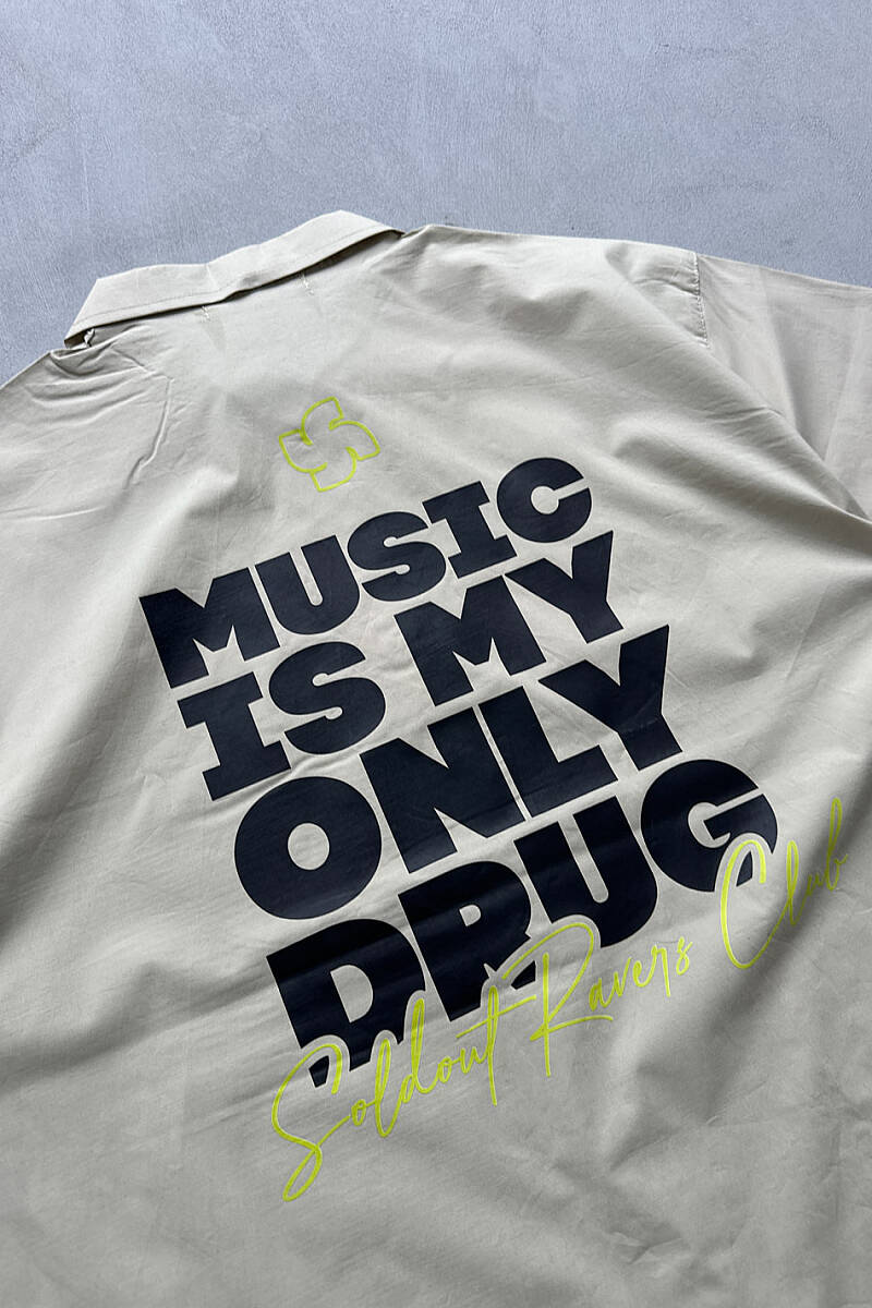 Music is Only My Drug Yarım Kol Oversize Gömlek - 3