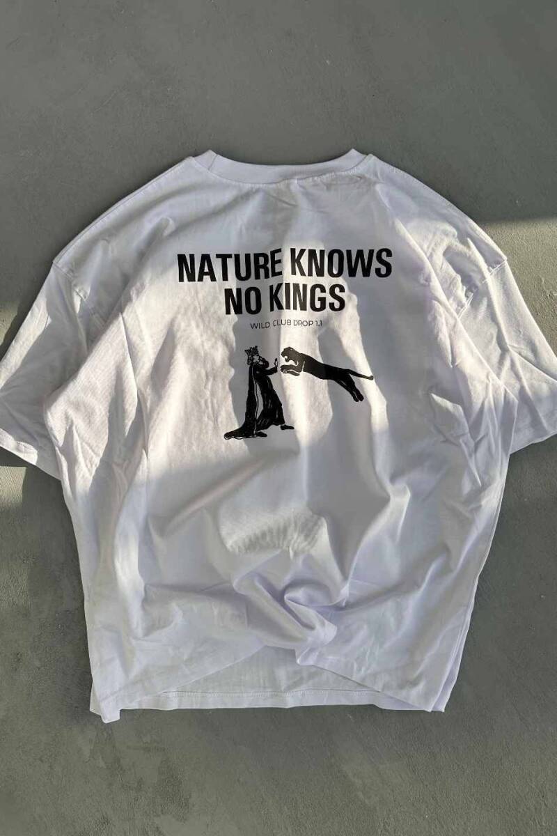 Nature Knows No Kings Baskılı Oversize Tişört - 3