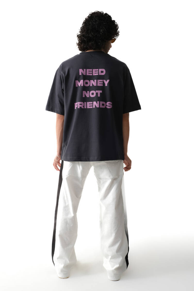 Need Money Antrasit Oversize Tişört - 3