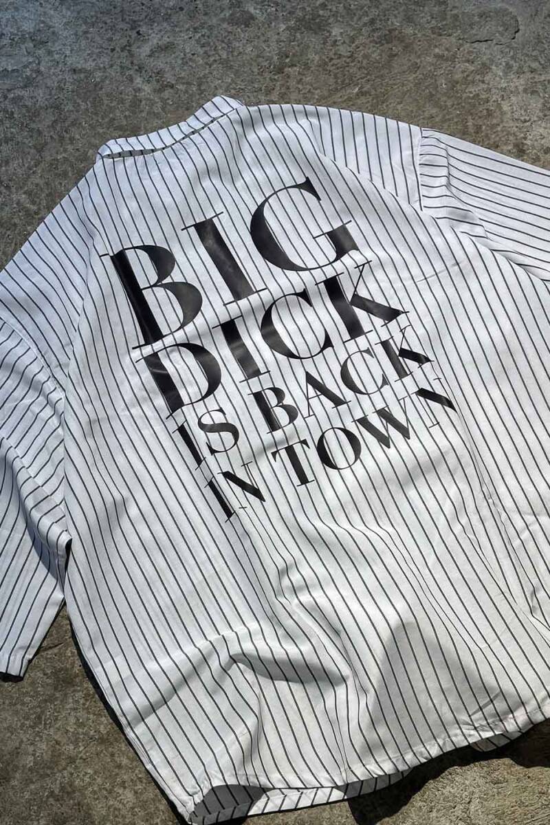  Big Dick İnce Siyah Çizgili Yarım Kol Oversize Gömlek - 6