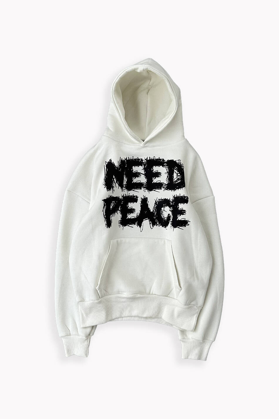 Need Peace Ekru Oversize Boxy Fit Hoodie - SOLDOUT