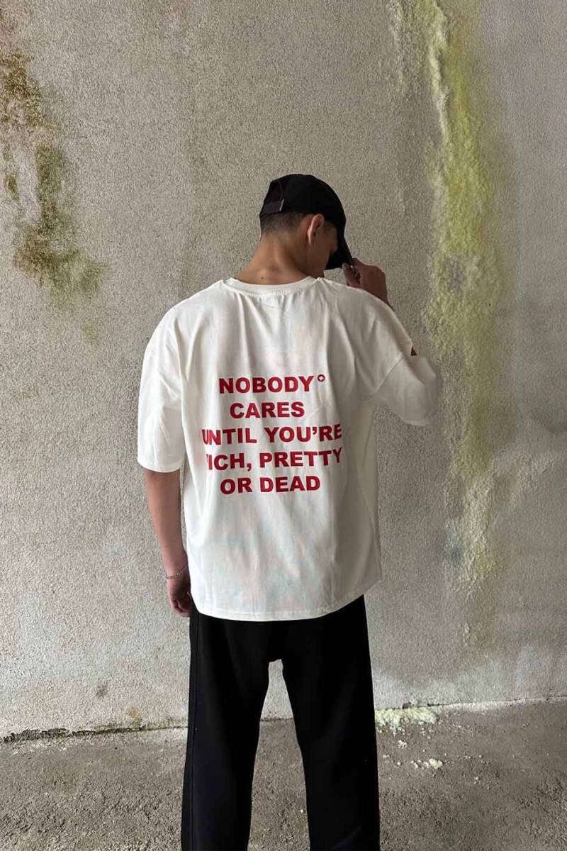 Nobody Cares Baskılı Oversize Tişört 