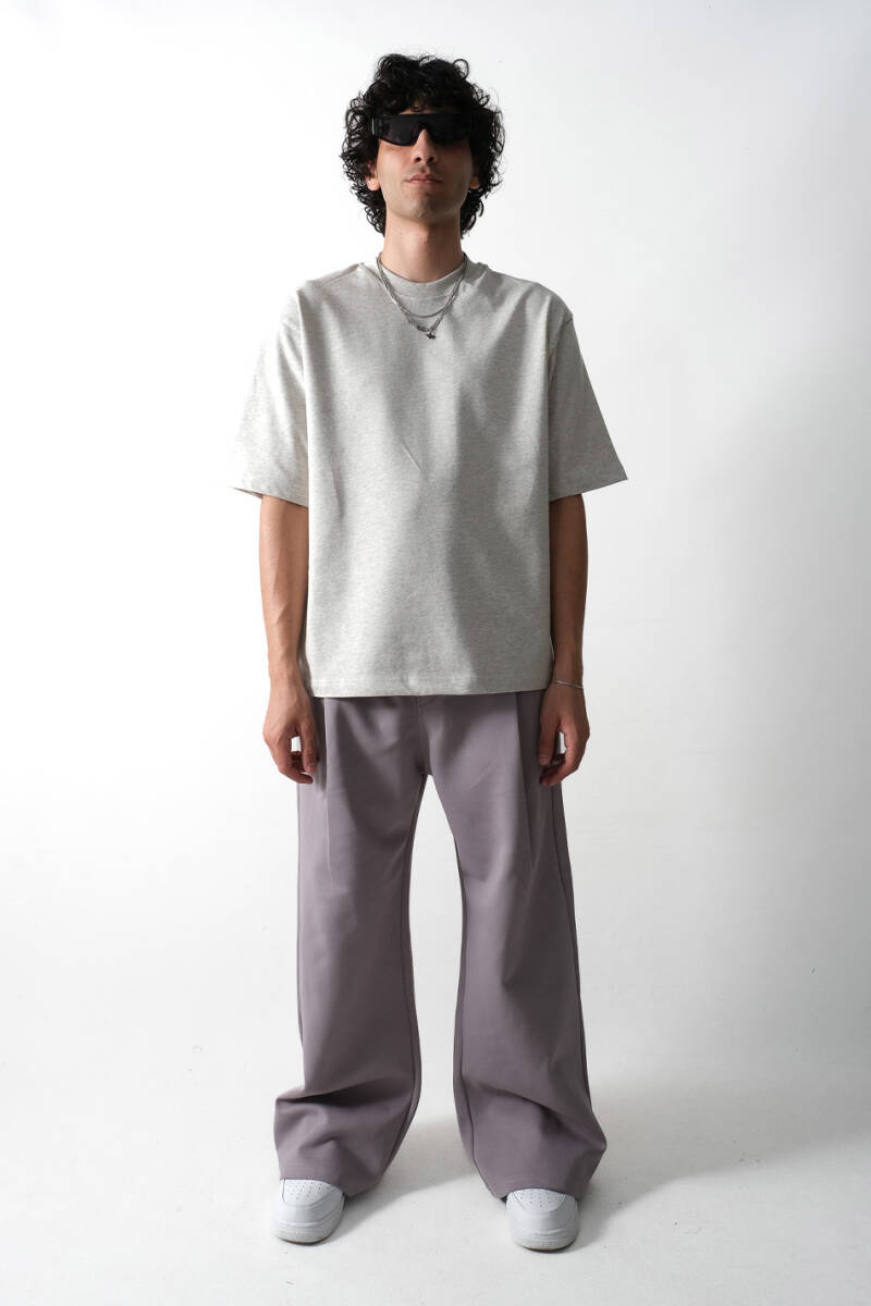 Nobody Cares Gri Melanj Heavyweight Oversize Tişört - 5