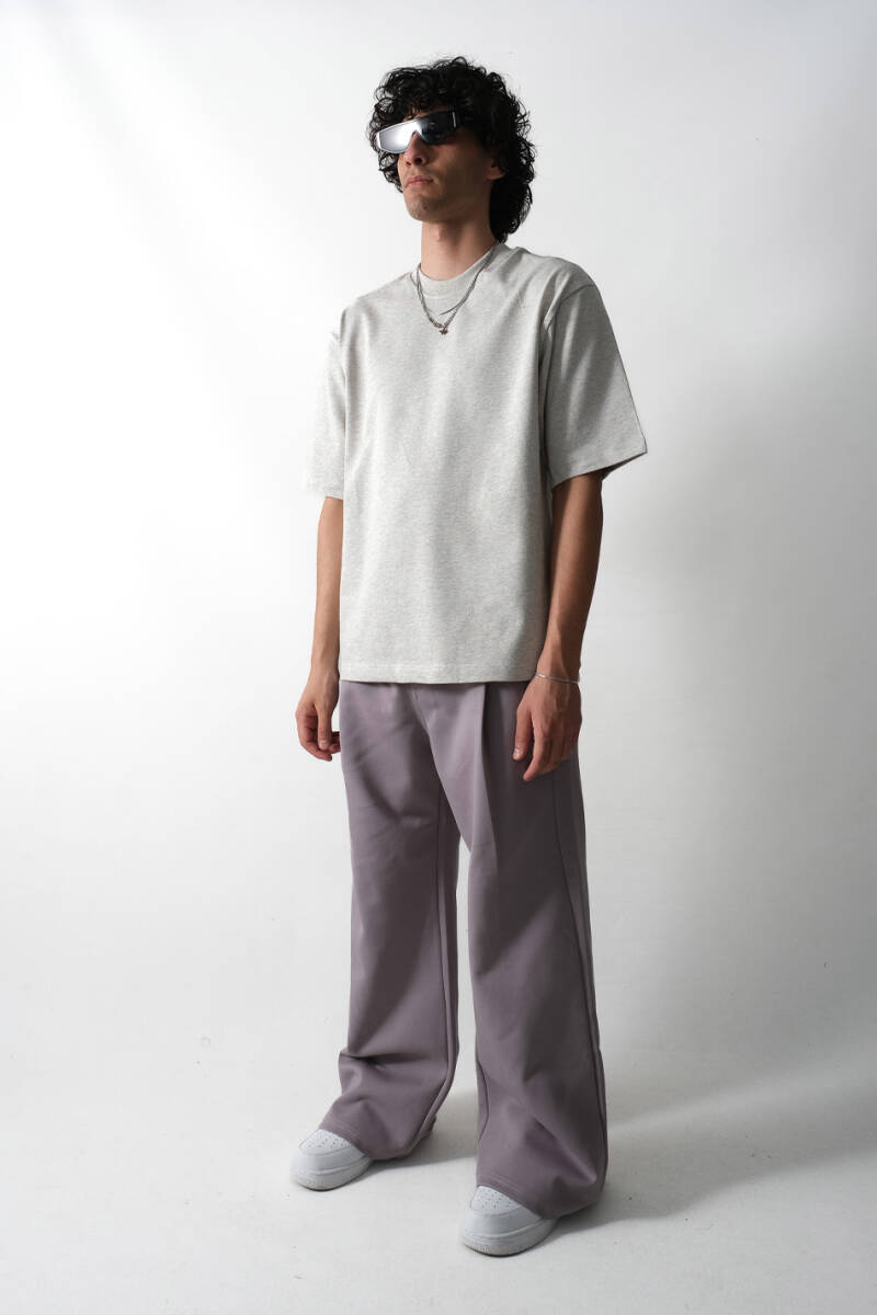 Nobody Cares Gri Melanj Heavyweight Oversize Tişört - 3