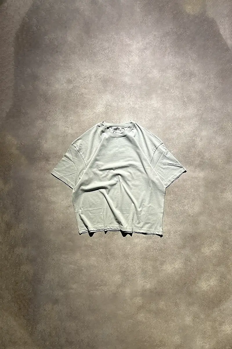 Nudes Ghost Sage Ortadan Dikişli Oversize Tişört - 3