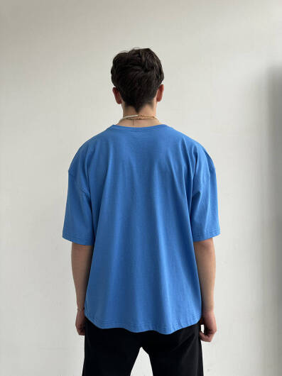 Oversize Basic Mavi Tişört - 6