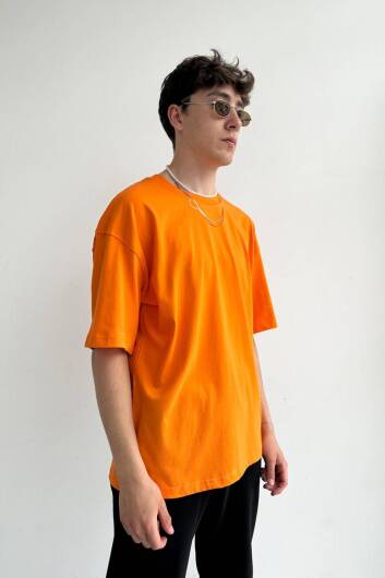 Oversize Basic Turuncu Tişört - 8