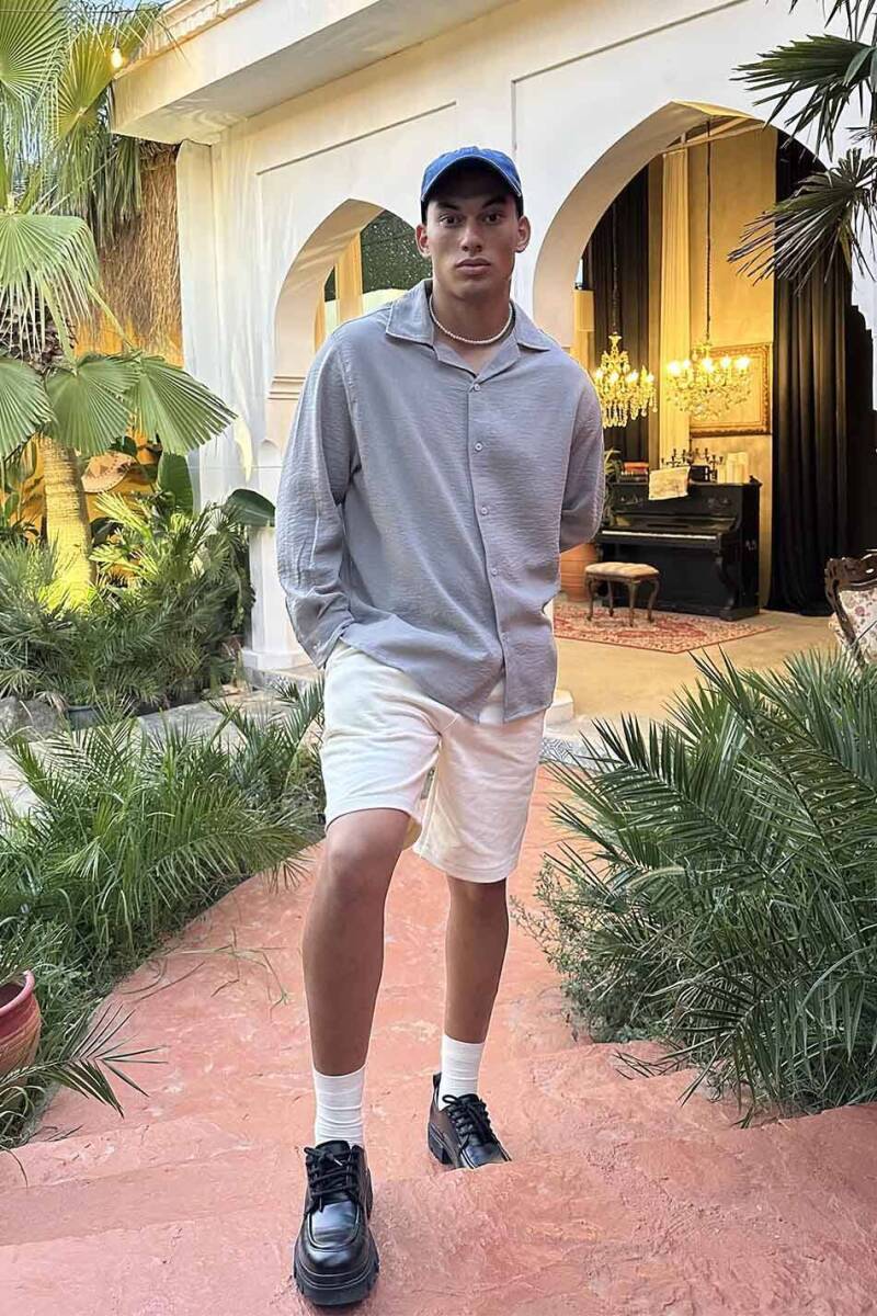 Oversize Gri Pena Keten Gömlek - SOLDOUT
