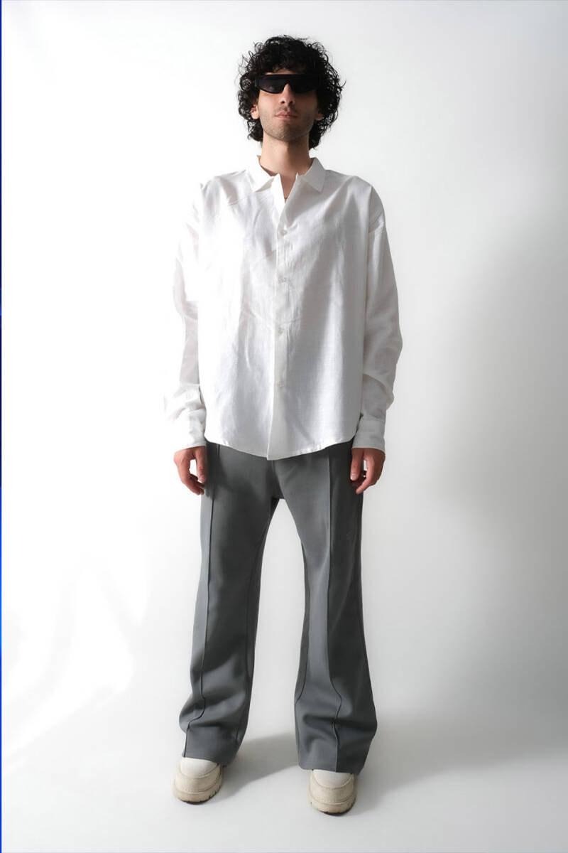 Beyaz Oversize %100 Pamuk İnce Gömlek - 2