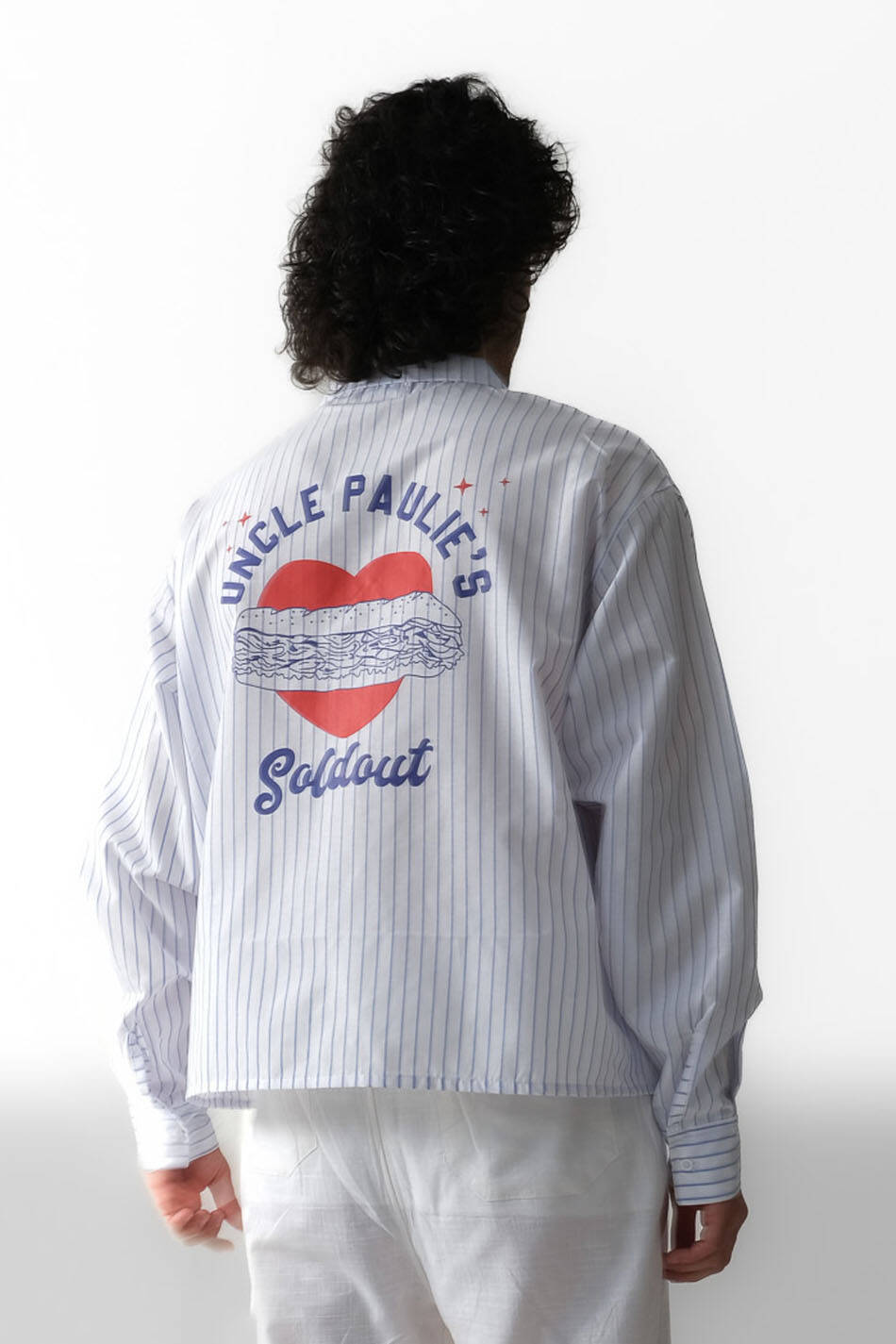 Paulie İnce Lacivert Çizgili Boxy Fit Crop Gömlek - SOLDOUT