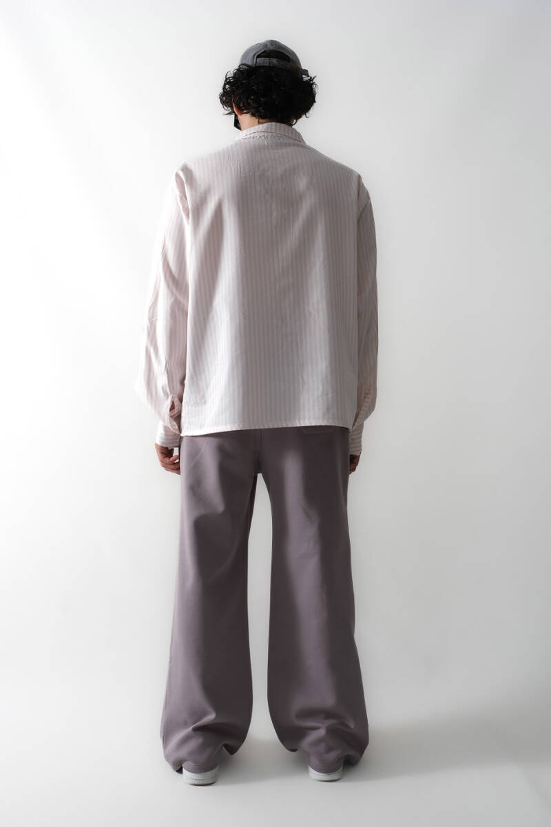 Pembe Çizgili Oversize Gömlek - 6