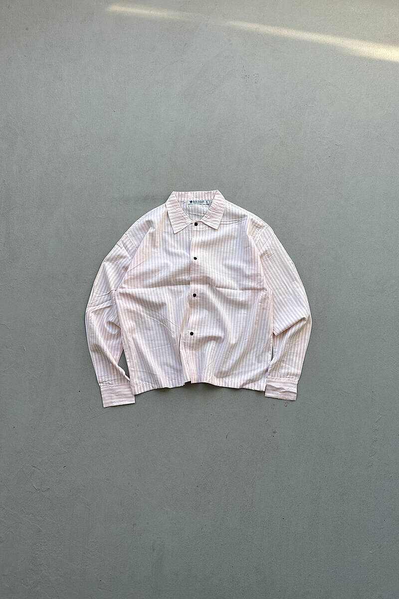Pembe Çizgili Oversize Gömlek - SOLDOUT
