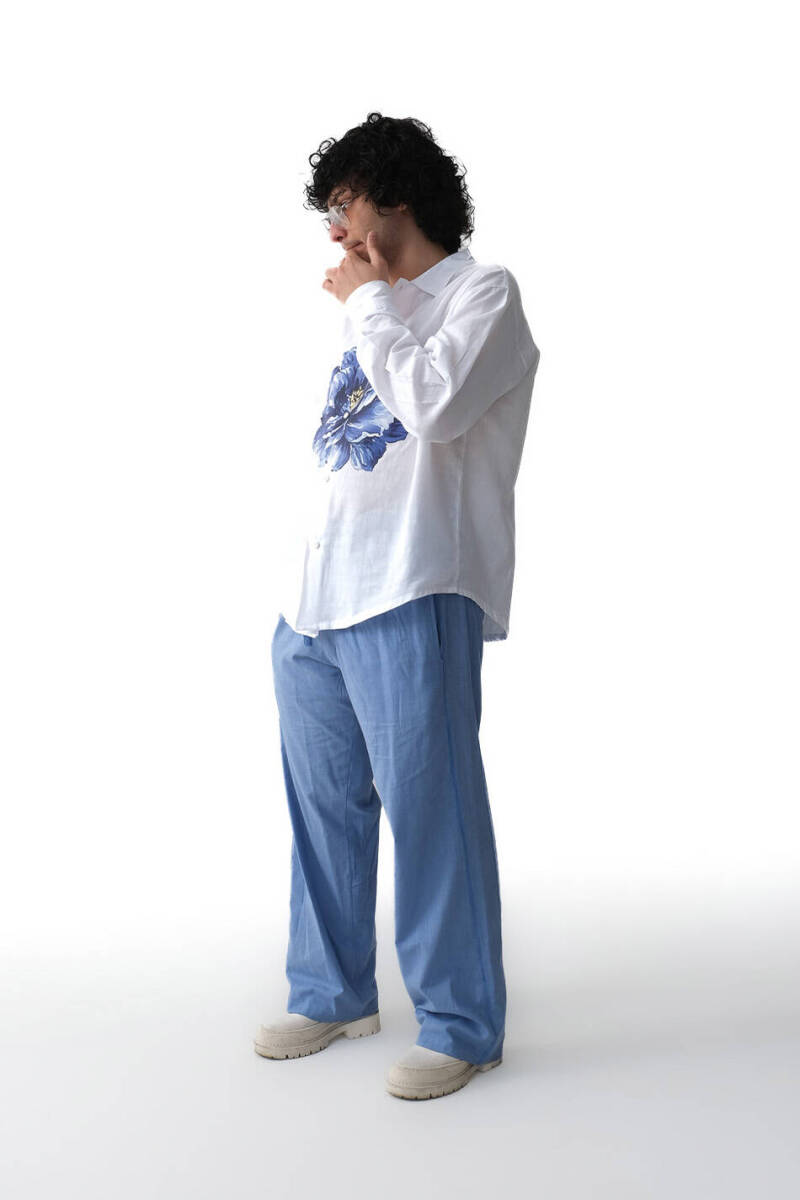 Peony Beyaz Oversize %100 Pamuk İnce Gömlek - 4