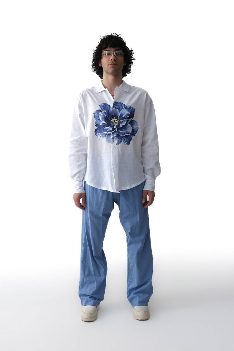 Peony Beyaz Oversize %100 Pamuk İnce Gömlek - 2