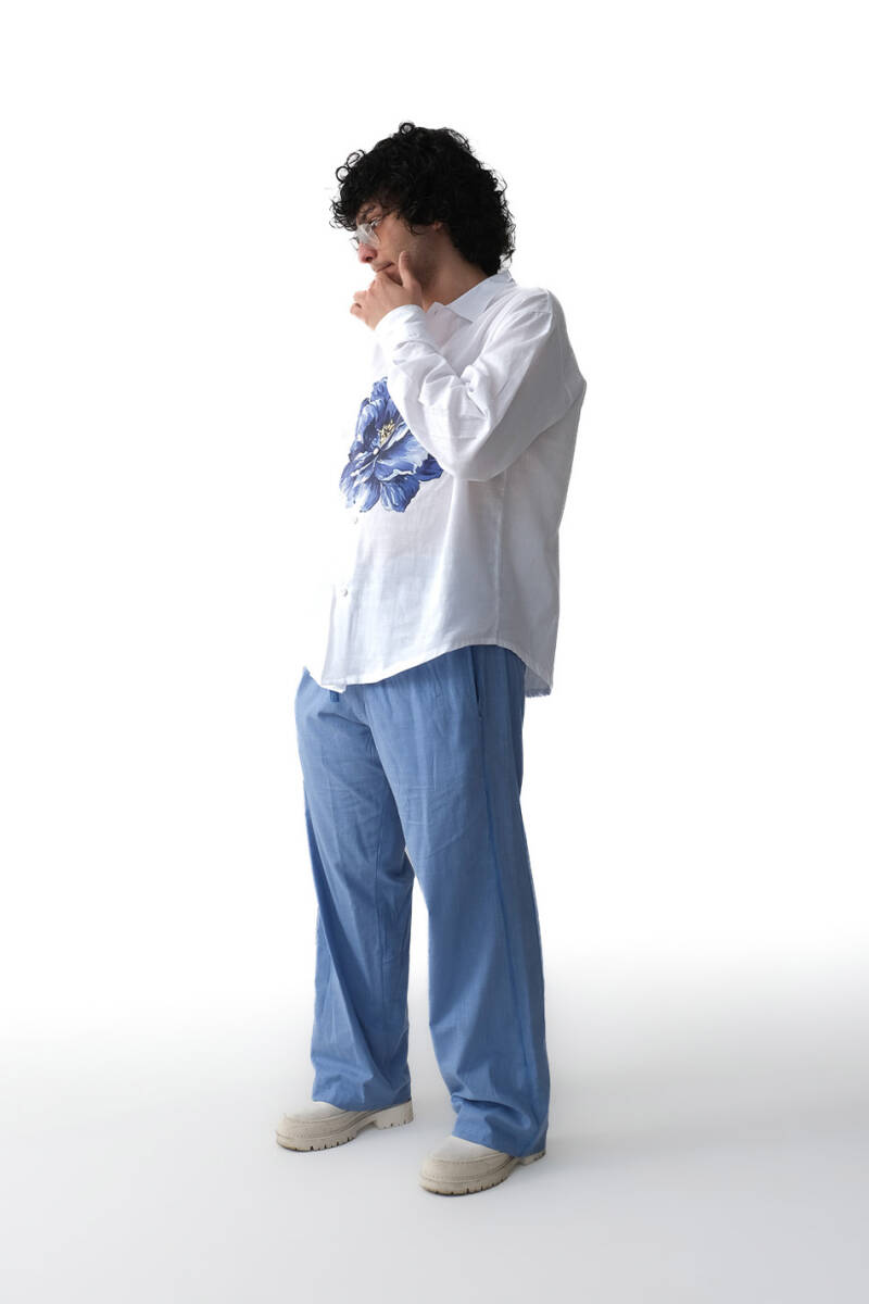 Peony Beyaz Oversize %100 Pamuk İnce Gömlek - 4
