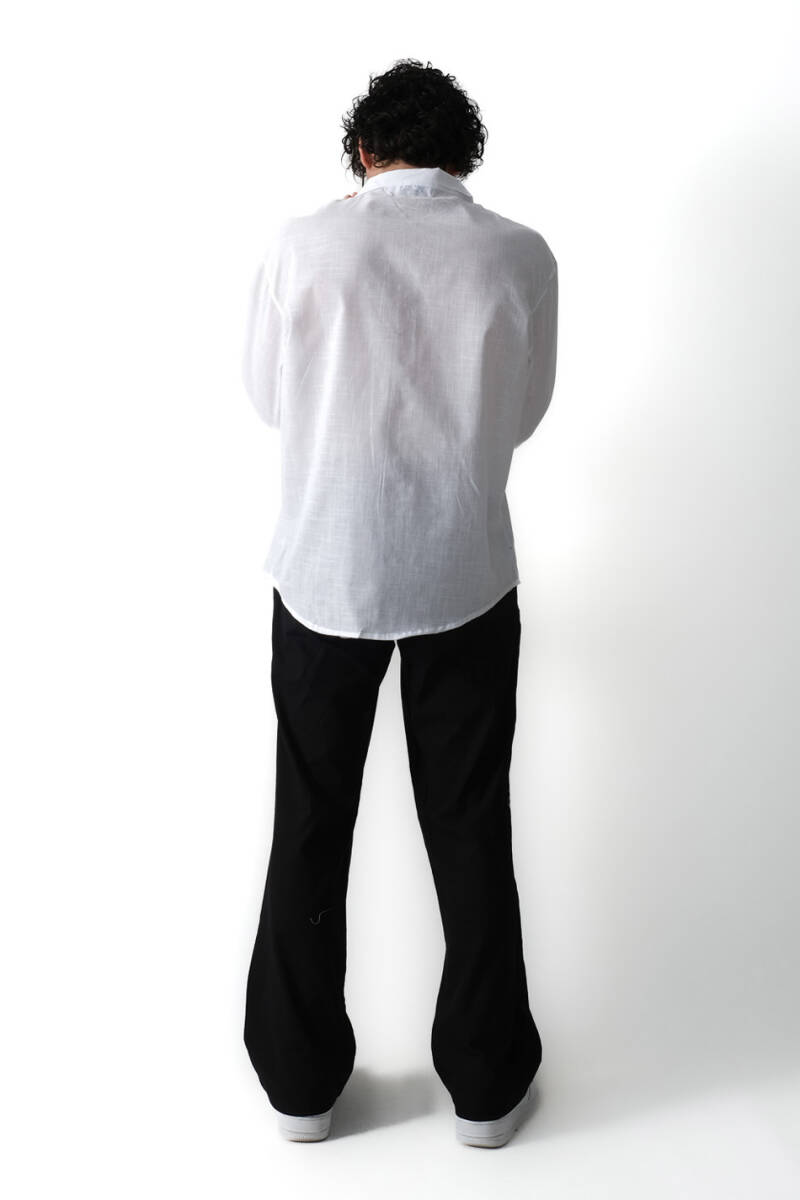 Peony Beyaz Oversize %100 Pamuk Yarım Kol İnce Gömlek - 8
