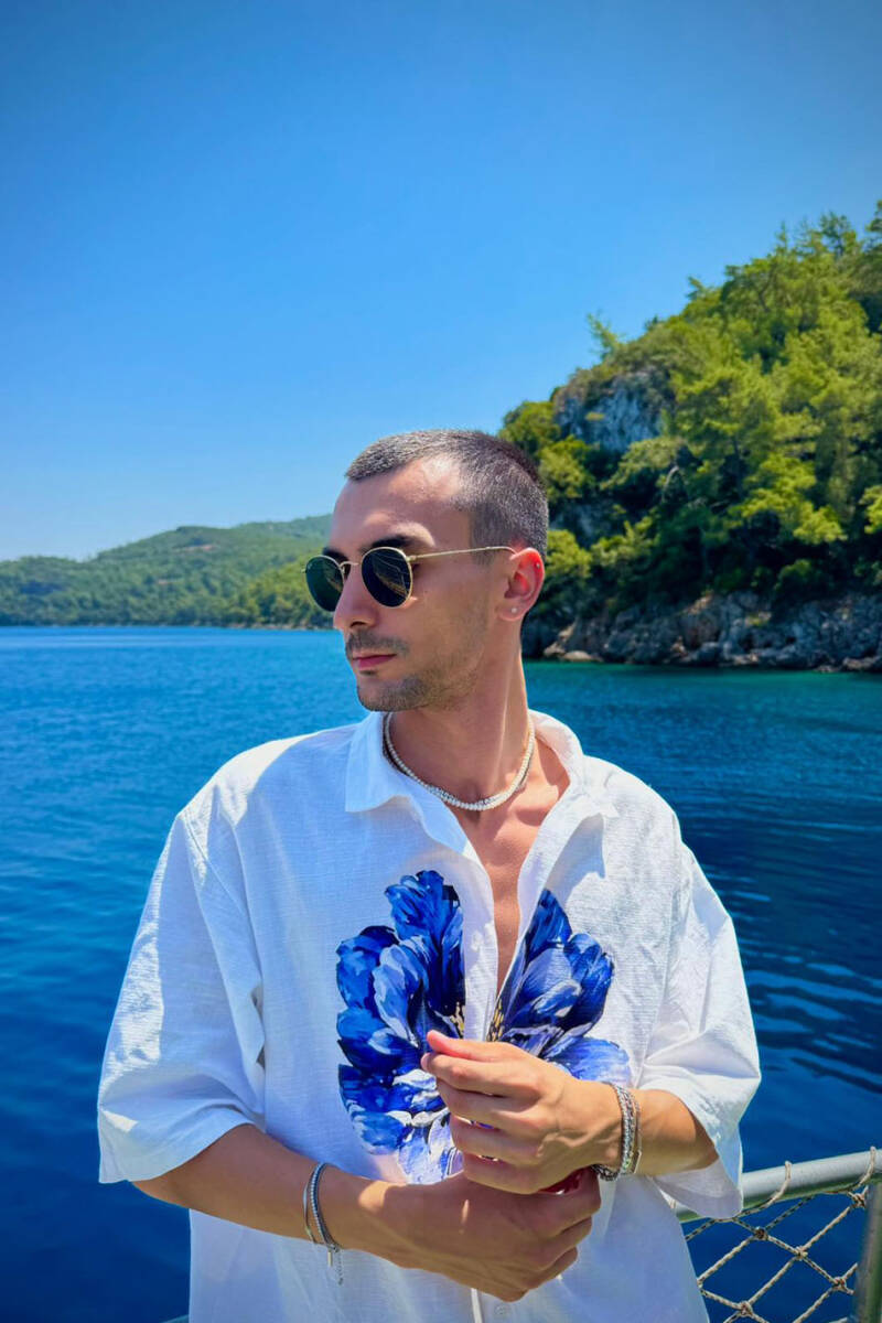 Peony Beyaz Oversize %100 Pamuk Yarım Kol İnce Gömlek - 2
