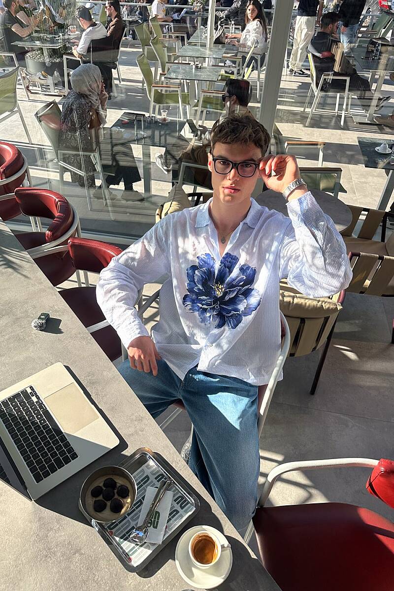 Peony Çizgili Mavi Oversize Gömlek - SOLDOUT