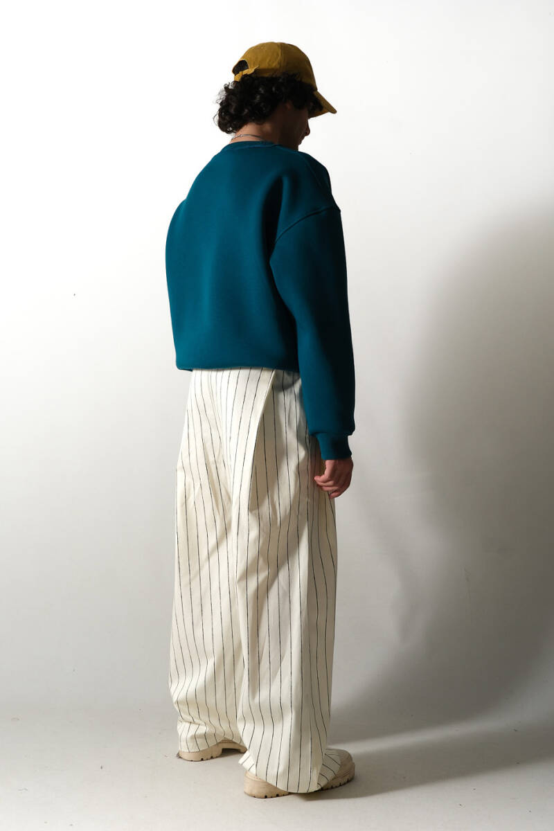Petrol Mavi Oversize Boxy Fit Sweatshirt - 6