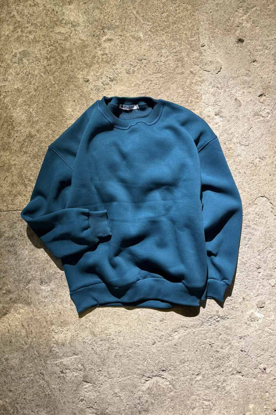 Petrol Mavi Oversize Boxy Fit Sweatshirt - SOLDOUT