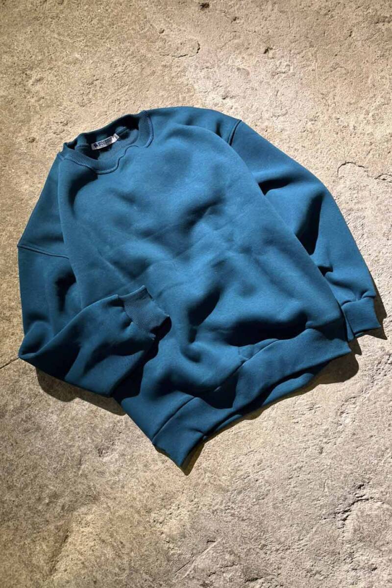 Petrol Mavi Oversize Boxy Fit Sweatshirt - 9